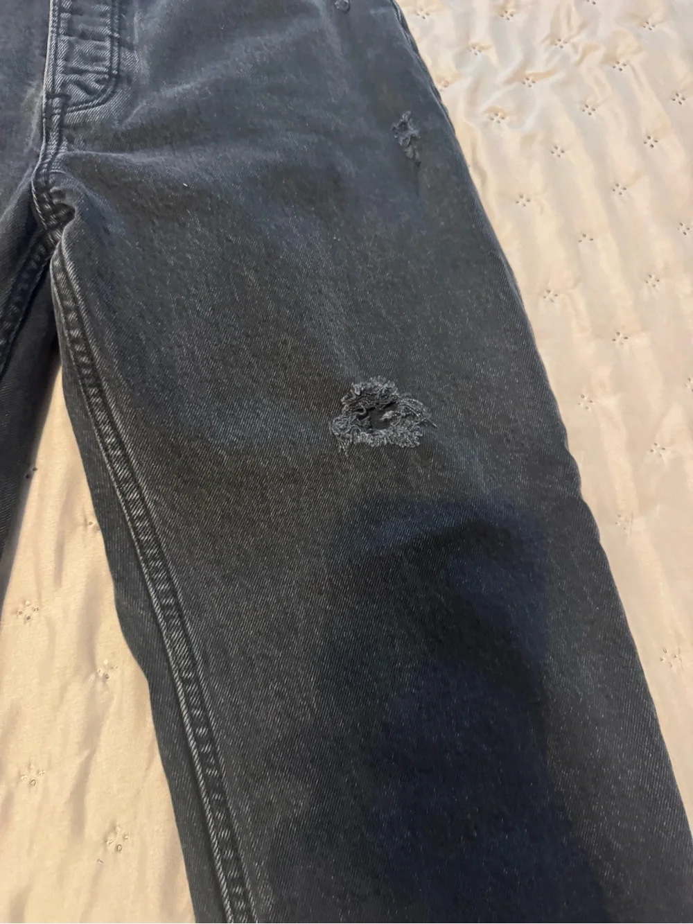 (LONG Length) Black Distressed Straight-Leg Jeans ABERCROMBIE